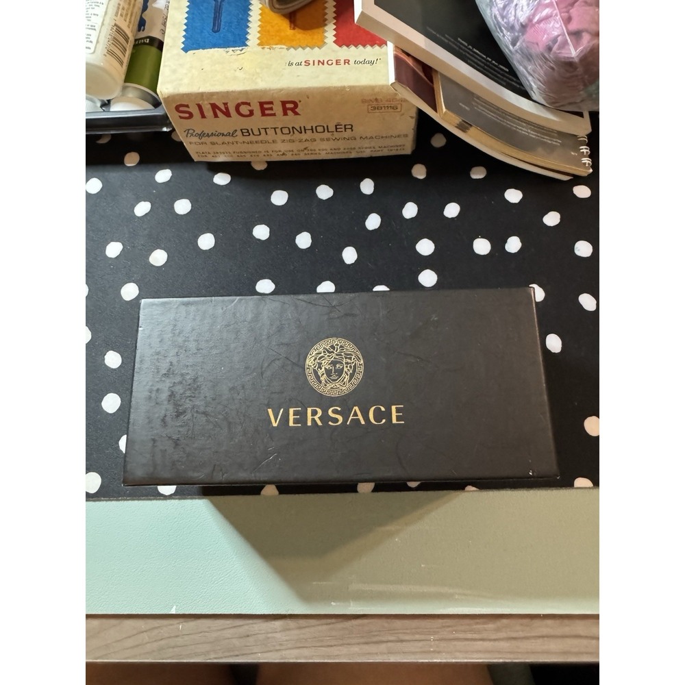 Versace empty sunglass black box with microfiber cleaning cloth 7.3" x 3.3"